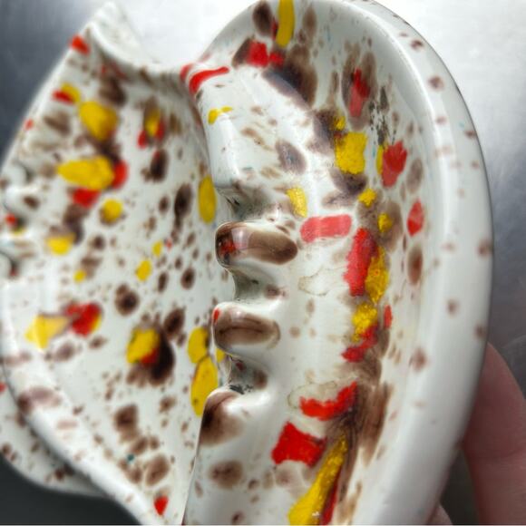 Vintage MCM Speckled Ceramic Handmade Ashtray - Picture 3 of 7